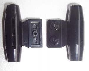 Engine, Smooth Small, 1 x 2 Side Plate with Axle Holders and Slot in Black