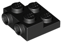 Plate Special 2 x 2 x 2/3 with Two Studs On Side and Two Raised [Solid Anti-stud] in Black