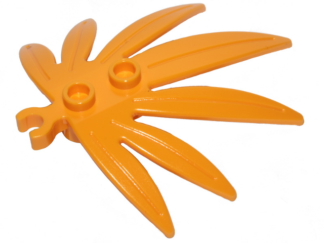 Plant, Leaves 6 x 5 Swordleaf with Clip [Thick Open O Clip] in Bright Light Orange
