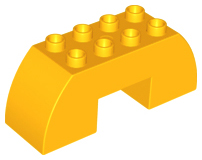Duplo Brick 2 x 6 x 2 Curved with 2 x 2 Cutout on Bottom in Bright Light Orange