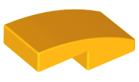 Brick Curved 2 x 1 No Studs [1/2 Bow] in Bright Light Orange