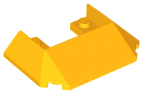 Brick Wedged, Sloped 45° 6 x 4 Double / 33°, 5 Bottom Tubes [Train Roof] in Bright Light Orange