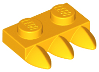 Plate Special 1 x 2 with Three Teeth [Tri-Tooth] in Bright Light Orange