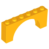 Brick Arch 1 x 6 x 2 - Thin Top without Reinforced Underside [New Version] in Bright Light Orange