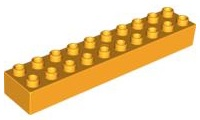 Duplo Brick 2 x 10 in Bright Light Orange