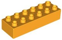 Duplo Brick 2 x 6 in Bright Light Orange