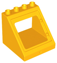 Duplo Roof Section 4 x 4 x 3 with Window in Bright Light Orange