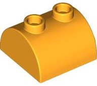 Brick Curved 2 x 2, Two Top Studs in Bright Light Orange