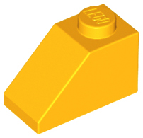 Brick Sloped 45° 2 x 1 with Bottom Pin in Bright Light Orange