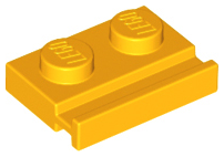 Plate Special 1 x 2 with Door Rail in Bright Light Orange
