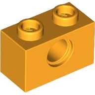 Technic Brick 1 x 2 [1 Pin Hole] in Bright Light Orange