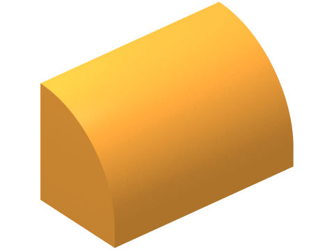Brick Curved 1 x 2 x 1 No Studs in Bright Light Orange
