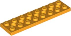 Technic Plate 2 x 8 [7 Holes] in Bright Light Orange