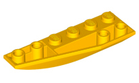 Brick Wedged, Curved Inverted 6 x 2 Left in Bright Light Orange