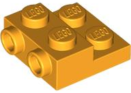 Plate Special 2 x 2 x 2/3 with Two Studs On Side and Two Raised [Half Hollow Anti-stud] - Updated Version in Bright Light Orange