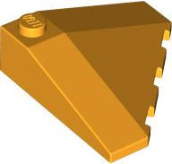Brick Wedged, Sloped 18° 4 x 4 Corner in Bright Light Orange