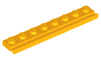 Plate Special 1 x 8 with Door Rail in Bright Light Orange