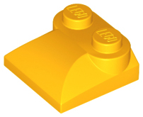 Brick Curved 2 x 2 x 2/3 Two Studs and Curved Slope End in Bright Light Orange