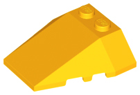 Brick Wedged, Sloped 4 x 4 Triple, Stud Notches in Bright Light Orange