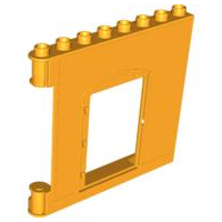 Duplo Building Wall 1 x 8 x 6 with Door Opening in Bright Light Orange
