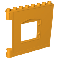 Duplo Building Wall 1 x 8 x 6 with Window Opening, Hinge on Left in Bright Light Orange