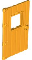 Door 1 x 4 x 6 with Window, Wood Structure, Loose Window Hold in Bright Light Orange