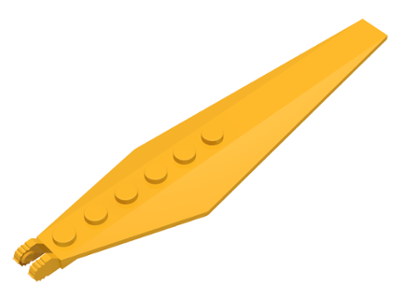 Hinge Plate 1 x 12 Locking with Angled Side Extensions and Tapered Ends, 7 Teeth in Bright Light Orange