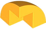 Brick Round Corner, Curved 2 x 2 x 1 2/3 Quarter Dome with 1 Cutout in Bright Light Orange