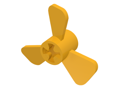 Propeller 3 Blade 3 Diameter with Axle Cross in Bright Light Orange