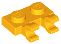 Plate Special 1 x 2 with Clips Horizontal [Open O Clips] in Bright Light Orange