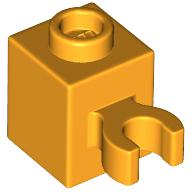 Brick Special 1 x 1 with Clip Vertical [Open O Clip, Hollow Stud] in Bright Light Orange