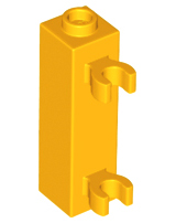 Brick Special 1 x 1 x 3 with 2 Clips Vertical [Hollow Stud, Open O Clips] in Bright Light Orange