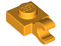 Plate Special 1 x 1 with Clip Horizontal [Thick Open O Clip] in Bright Light Orange