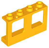 Window 1 x 4 x 2 Plane, Hollow Studs, Single Hole Top and Bottom for Glass in Bright Light Orange