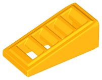 Brick Sloped 18° 2 x 1 x 2/3 with 4 Slots / Grate in Bright Light Orange