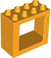 Duplo Door / Window Frame Flat Front Surface, Completely Open Back in Bright Light Orange