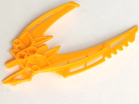 Large Figure Weapon Blade, Double Curved (Mata Nui Scarab Shield Half) in Bright Light Orange