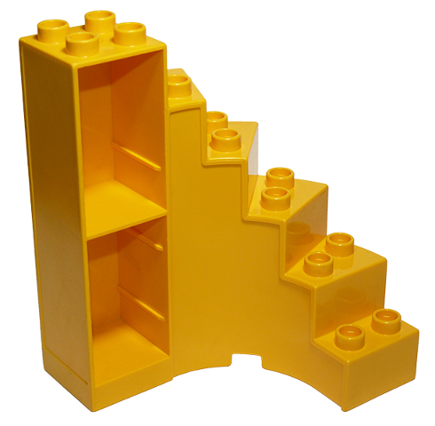 Duplo Staircase, Curved with Drawer Slots in Bright Light Orange