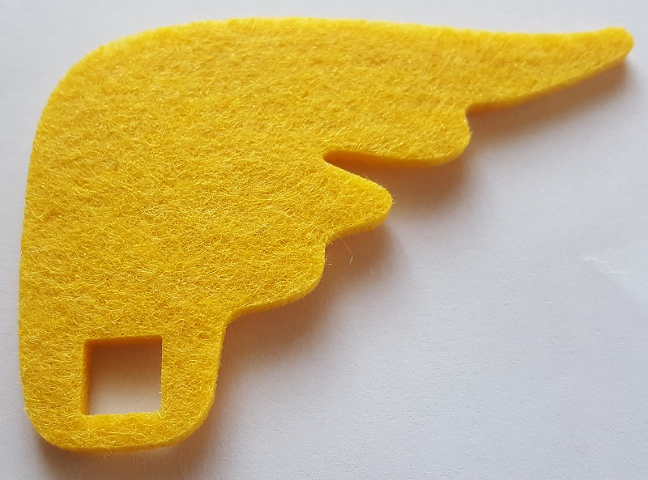 Felt Wing, Large with Square Hole in Bright Light Orange