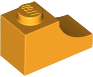 Brick Curved 2 x 1 with Inverted Cutout in Bright Light Orange