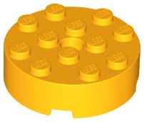 Brick Round 4 x 4 Centre Hole in Bright Light Orange