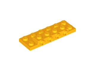 Plate Special 2 x 6 x 2/3 with 4 Studs on Side, 1 Support Wall on Bottom in Bright Light Orange