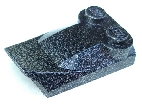 Brick Wedged, Curved 2 x 3 x 2/3 Two Studs, Wing End in Speckle Black-Silver