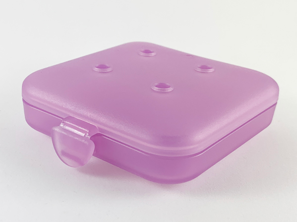 Clikits Container Box, Square with 2 x 2 Holes Arrangement - Hinged in Trans-Light Purple