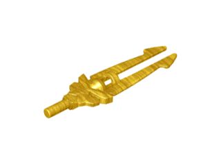 Weapon Sword Double Blade with Bar Holder [Chi Sword] in Pearl Gold