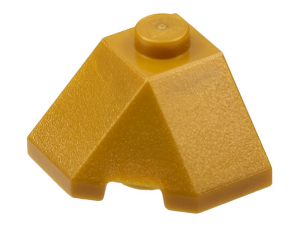 Brick Wedged, Sloped 45° 2 x 2 Corner in Pearl Gold
