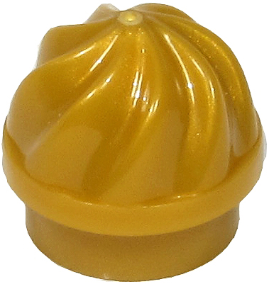 Plate Round 1 x 1 Swirled Top in Pearl Gold