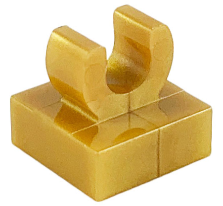 Tile Special 1 x 1 with Clip with Rounded Edges in Pearl Gold
