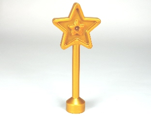 Duplo Wand, with 5 Pointed Star Top in Pearl Gold