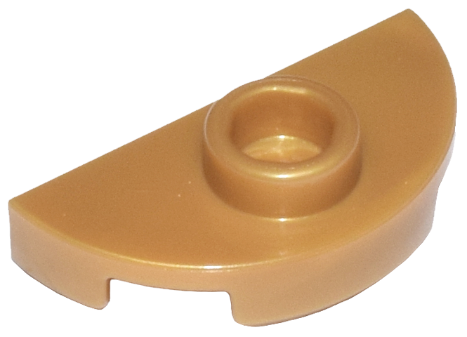 Plate Special Round 1 x 2 Half Circle with Stud (Jumper) in Pearl Gold